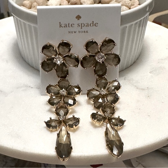 kate spade Jewelry - Kate Spade - In Full Bloom, greymulti, crystal flower linear chandelier earrings
